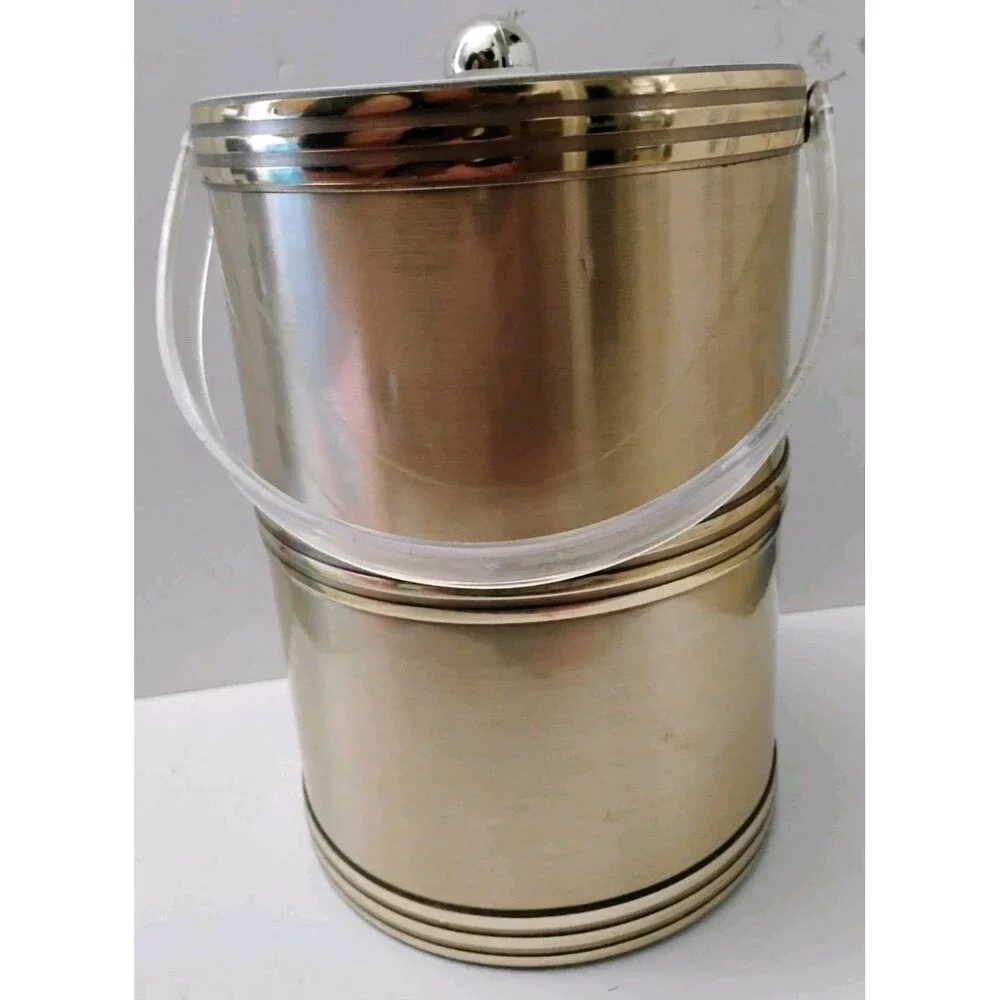 Vintage Georges Briard Signed Gold Ice Bucket 11